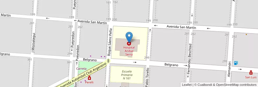 Mapa de ubicacion de Hospital Aníbal Serra en アルゼンチン, リオネグロ州, Departamento San Antonio, San Antonio Oeste, San Antonio Oeste.