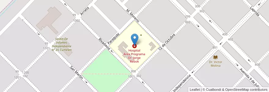 Mapa de ubicacion de Hospital Área Programa Dr. Jorge Rebok en 아르헨티나, 리오네그로주, Departamento Avellaneda, Lamarque.