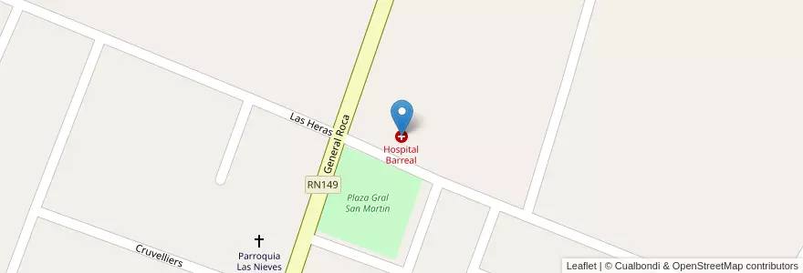 Mapa de ubicacion de Hospital Barreal en 阿根廷, San Juan, 智利, Calingasta.