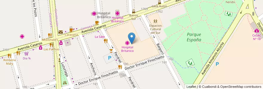 Mapa de ubicacion de Hospital Britanico, Barracas en アルゼンチン, Ciudad Autónoma De Buenos Aires, Comuna 4, ブエノスアイレス.