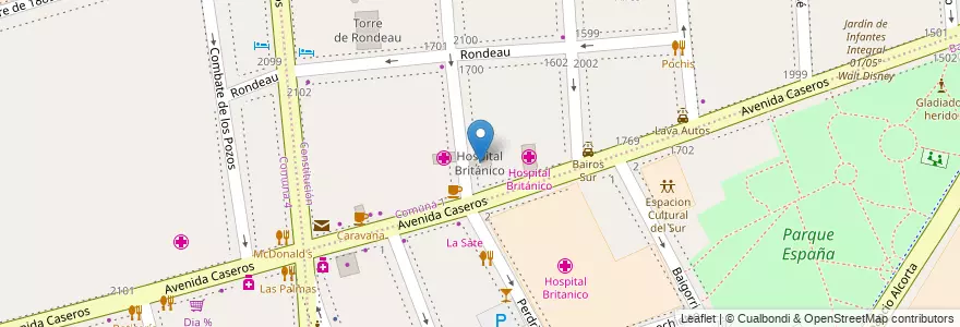 Mapa de ubicacion de Hospital Británico, Barracas en アルゼンチン, Ciudad Autónoma De Buenos Aires, Comuna 4, Comuna 1, ブエノスアイレス.