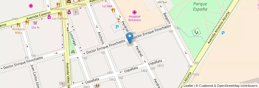 Mapa de ubicacion de Hospital Británico, Barracas en Аргентина, Буэнос-Айрес, Comuna 4, Буэнос-Айрес.