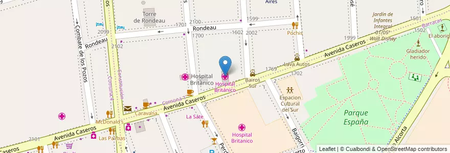 Mapa de ubicacion de Hospital Británico, Barracas en Arjantin, Ciudad Autónoma De Buenos Aires, Comuna 4, Buenos Aires.