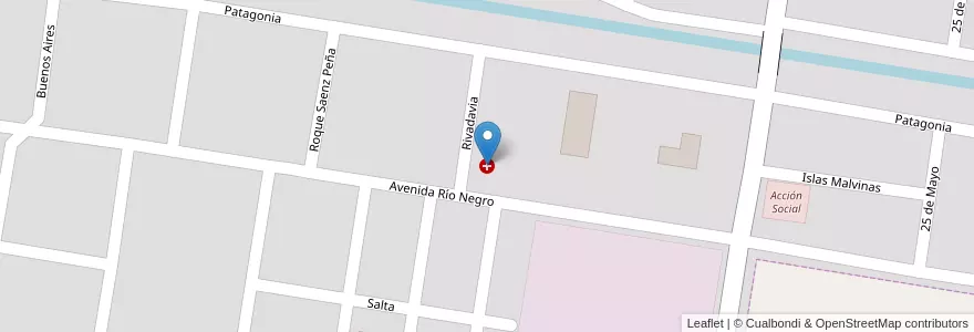 Mapa de ubicacion de Hospital Carlos Ratti en الأرجنتين, ريو نيغرو, Departamento General Roca, Municipio De Ingeniero Huergo, Ingeniero Luis A. Huergo.