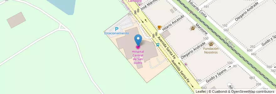 Mapa de ubicacion de Hospital Central de San Isidro en الأرجنتين, بوينس آيرس, Partido De San Isidro.