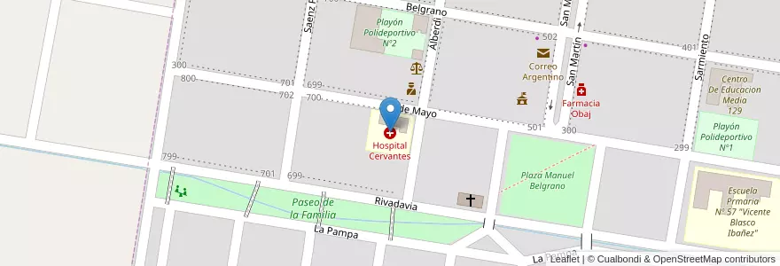 Mapa de ubicacion de Hospital Cervantes en Arjantin, Río Negro, Departamento General Roca, Municipio De Cervantes, Cervantes.