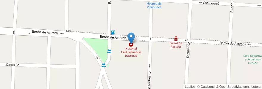 Mapa de ubicacion de Hospital Civil Fernando Irastorza en الأرجنتين, Corrientes, Departamento Curuzú Cuatiá, Municipio De Curuzú Cuatiá.