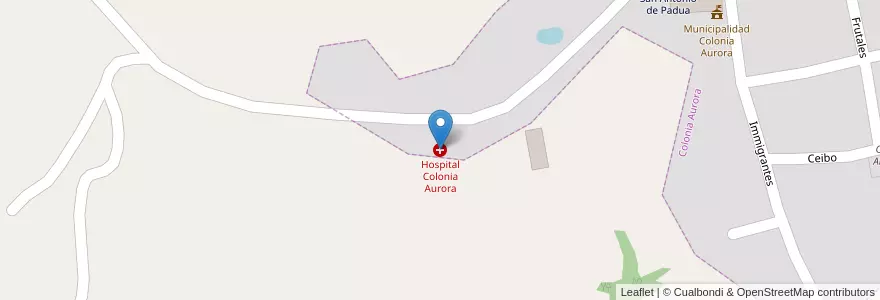 Mapa de ubicacion de Hospital Colonia Aurora en Arjantin, Misiones, Departamento Veinticinco De Mayo, Municipio De Colonia Aurora.