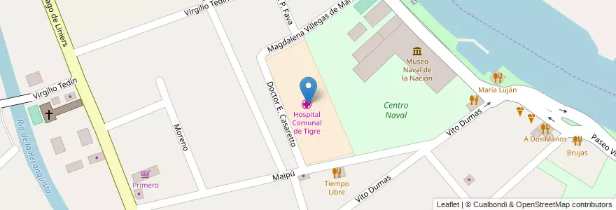 Mapa de ubicacion de Hospital Comunal de Tigre en Arjantin, Buenos Aires, Partido De Tigre, Tigre.