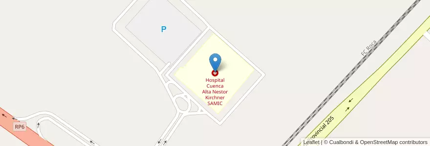 Mapa de ubicacion de Hospital Cuenca Alta Nestor Kirchner SAMIC en 阿根廷, 布宜诺斯艾利斯省, Partido De Cañuelas.