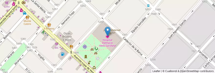 Mapa de ubicacion de Hospital Dalmacio Vélez Sarsfield, Monte Castro en 아르헨티나, Ciudad Autónoma De Buenos Aires, 부에노스아이레스, Comuna 10.