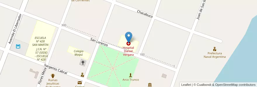 Mapa de ubicacion de Hospital Daniel Vergara en Аргентина, Корриентес, Departamento San Martín, Municipio De Yapeyú.
