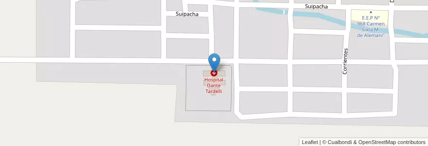 Mapa de ubicacion de Hospital Dante Tardelli en 阿根廷, Chaco, Departamento Libertador General San Martín, Municipio De Pampa Del Indio.
