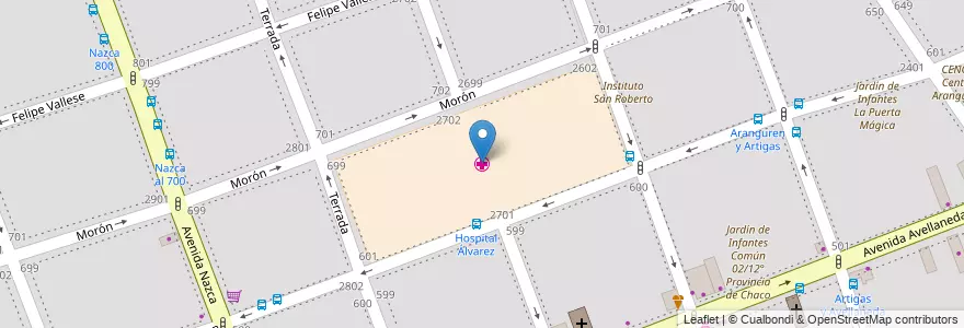 Mapa de ubicacion de Hospital de Agudos Doctor Teodoro Álvarez, Flores en 아르헨티나, Ciudad Autónoma De Buenos Aires, Comuna 7, 부에노스아이레스.