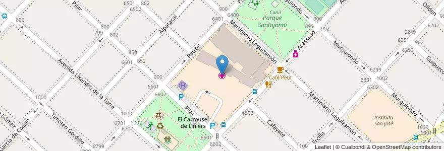 Mapa de ubicacion de Hospital de Agudos Francisco Santojanni, Liniers en Argentinien, Ciudad Autónoma De Buenos Aires, Comuna 9, Buenos Aires.