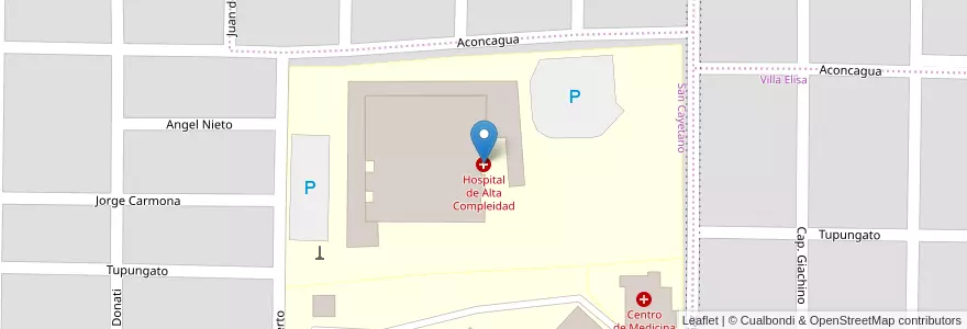 Mapa de ubicacion de Hospital de Alta Compleidad en アルゼンチン, ラ・パンパ州, Municipio De Santa Rosa, Departamento Capital, Santa Rosa.
