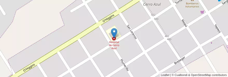 Mapa de ubicacion de Hospital de Cerro Azul en Argentinien, Misiones, Departamento Leandro N. Alem, Municipio De Cerro Azul, Cerro Azul.