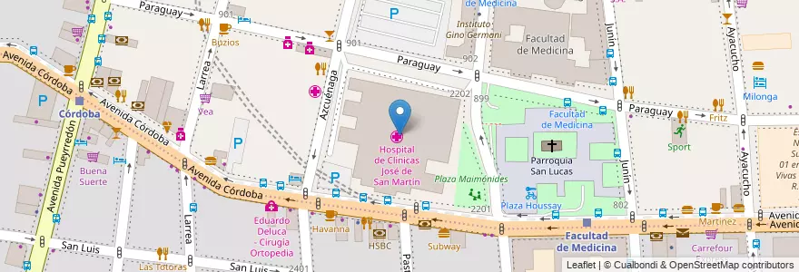 Mapa de ubicacion de Hospital de Clínicas José de San Martín, Recoleta en Argentina, Ciudad Autónoma De Buenos Aires, Buenos Aires.