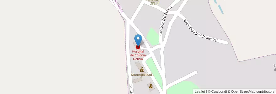 Mapa de ubicacion de Hospital de Colonia Delicia en 阿根廷, Misiones, Departamento Eldorado, Municipio De Colonia Delicia, Colonia Delicia.
