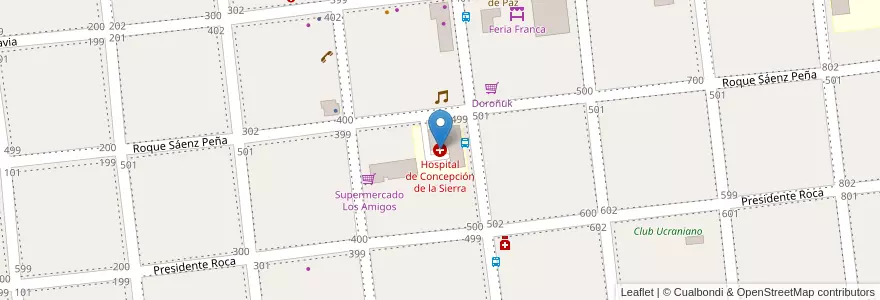Mapa de ubicacion de Hospital de Concepción de la Sierra en Argentinië, Misiones, Departamento Concepción, Municipio De Concepción De La Sierra, Concepción De La Sierra.