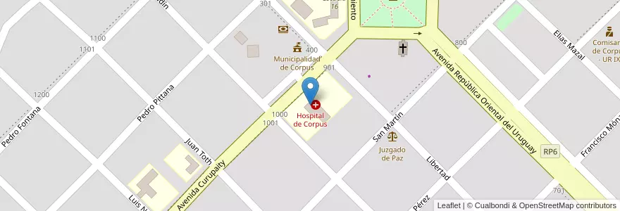 Mapa de ubicacion de Hospital de Corpus en Argentine, Misiones, Departamento San Ignacio, Municipio De Corpus Christi, Corpus Christi.
