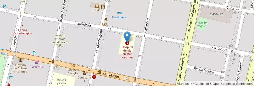 Mapa de ubicacion de Hospital de dia Nestor Kirchner en Arjantin, Tucumán, San Miguel De Tucumán, Departamento Capital, San Miguel De Tucumán.