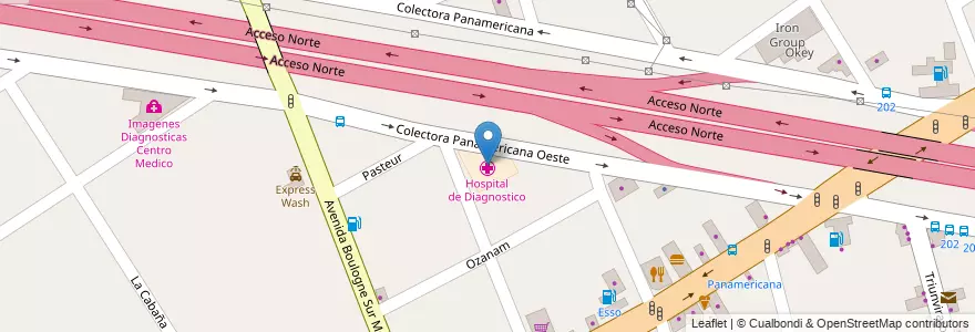 Mapa de ubicacion de Hospital de Diagnostico en Argentina, Buenos Aires, Partido De Tigre, Don Torcuato.