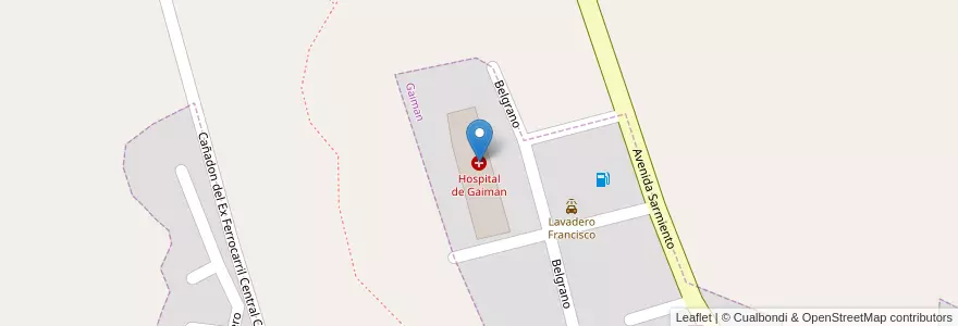 Mapa de ubicacion de Hospital de Gaiman en 阿根廷, Chubut, Departamento Gaiman, Gaiman, Gaiman.