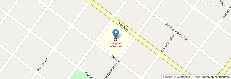 Mapa de ubicacion de Hospital de Ibarreta en アルゼンチン, フォルモサ州, Departamento Patiño, Municipio De Ibarreta.