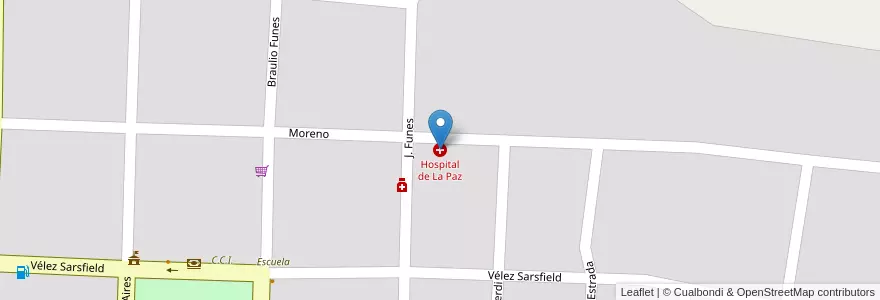 Mapa de ubicacion de Hospital de La Paz en Argentinië, Córdoba, Departamento San Javier, Municipio De La Paz, Pedanía Talas.