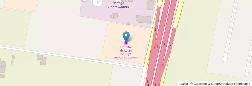 Mapa de ubicacion de Hospital de Lujan de Cuyo (en construcción) en 阿根廷, 智利, Mendoza, Departamento Luján De Cuyo, Distrito Perdriel.