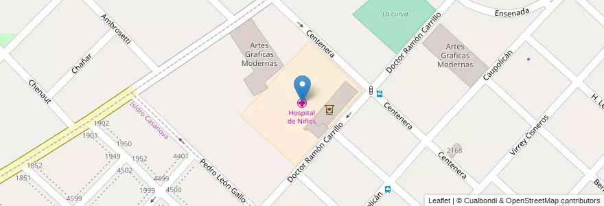 Mapa de ubicacion de Hospital de Niños en Argentina, Buenos Aires, Partido De La Matanza, San Justo.