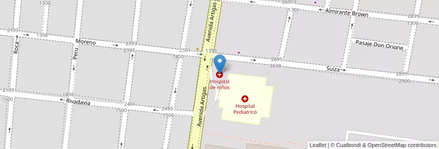 Mapa de ubicacion de Hospital de niños en アルゼンチン, コリエンテス州, Departamento Capital, Corrientes, Corrientes.