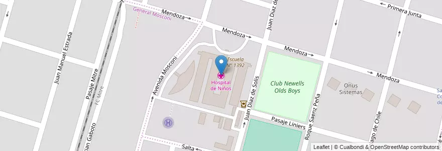 Mapa de ubicacion de Hospital de Niños Dr. Orlando Alassia en 아르헨티나, Santa Fe, Departamento La Capital, Santa Fe Capital, Santa Fe.
