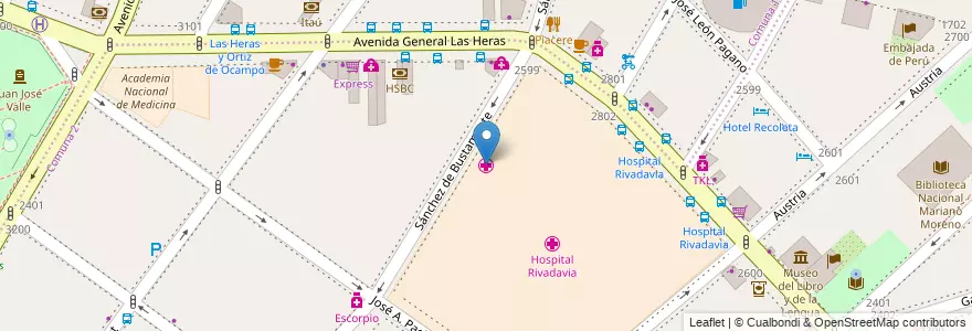 Mapa de ubicacion de Hospital de Odontología Doctor Ramón Carrillo, Recoleta en Argentinië, Ciudad Autónoma De Buenos Aires, Comuna 2, Buenos Aires.