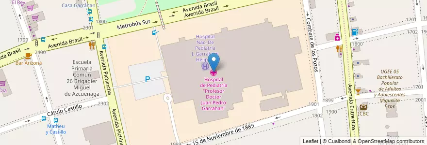 Mapa de ubicacion de Hospital de Pediatría "Profesor Doctor Juan Pedro Garrahan", Parque Patricios en 아르헨티나, Ciudad Autónoma De Buenos Aires, Comuna 4, 부에노스아이레스.