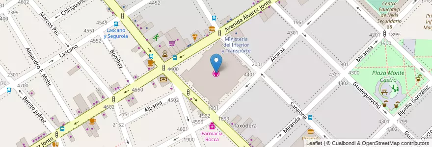 Mapa de ubicacion de Hospital de Rehabilitación Manuel Rocca, Monte Castro en 아르헨티나, Ciudad Autónoma De Buenos Aires, 부에노스아이레스, Comuna 10, Comuna 11.