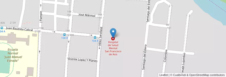 Mapa de ubicacion de Hospital de Salud Mental San Francisco de Asis en Argentina, Corrientes, Departamento Capital, Corrientes, Corrientes.