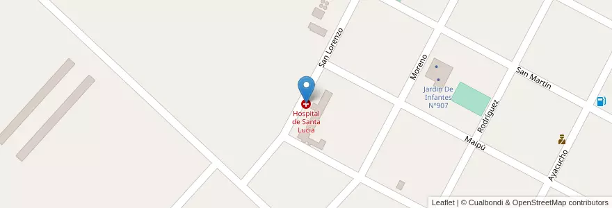 Mapa de ubicacion de Hospital de Santa Lucía en 아르헨티나, 부에노스아이레스주, Partido De San Pedro.
