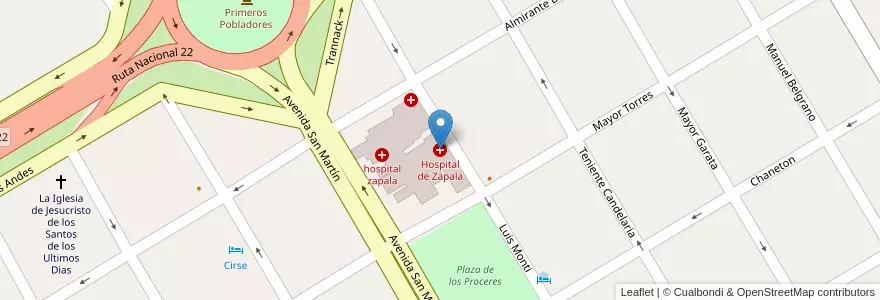 Mapa de ubicacion de Hospital de Zapala en 아르헨티나, 칠레, 네우켄주, Departamento Zapala, Zapala, Zapala.