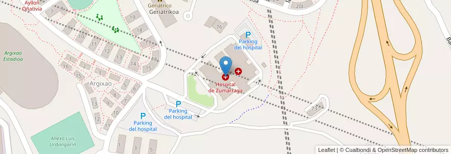 Mapa de ubicacion de Hospital de Zumárraga en Espanha, Comunidade Autónoma Do País Basco, Gipuzkoa, Goierri, Zumarraga.