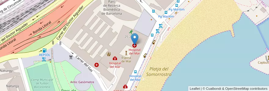 Mapa de ubicacion de Hospital del Mar en اسپانیا, Catalunya, Barcelona, Barcelonès, Barcelona.