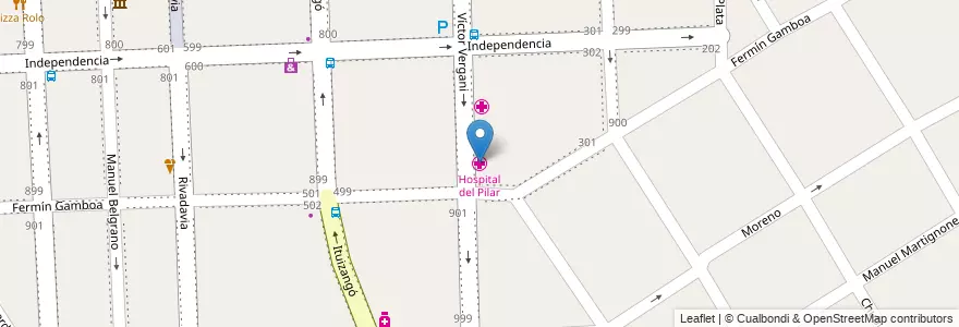Mapa de ubicacion de Hospital del Pilar en 아르헨티나, 부에노스아이레스주, Partido Del Pilar, Pilar.