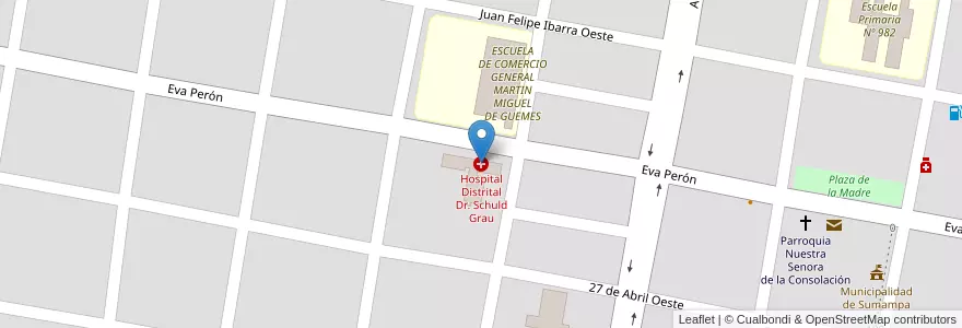 Mapa de ubicacion de Hospital Distrital Dr. Schuld Grau en Argentine, Santiago Del Estero, Departamento Quebrachos, Sumampa.