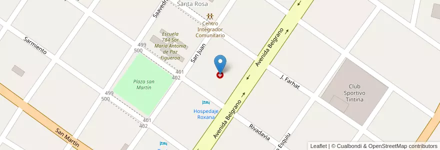 Mapa de ubicacion de Hospital Distrital Tintina Dr. Francisco Vittar en アルゼンチン, サンティアゴ・デル・エステロ州, Departamento Moreno.
