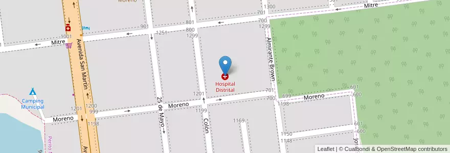 Mapa de ubicacion de Hospital Distrital en الأرجنتين, محافظة سانتا كروز, تشيلي, Lago Buenos Aires, Perito Moreno, Perito Moreno.