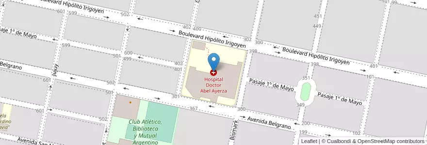 Mapa de ubicacion de Hospital Doctor Abel Ayerza en Argentina, Córdova, Departamento Marcos Juárez, Pedanía Espinillos, Municipio De Marcos Juárez.