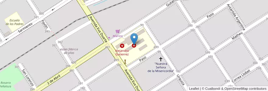 Mapa de ubicacion de Hospital Doctor Alejandro Gutierrez en Arjantin, Santa Fe, Departamento General López, Municipio De Venado Tuerto.
