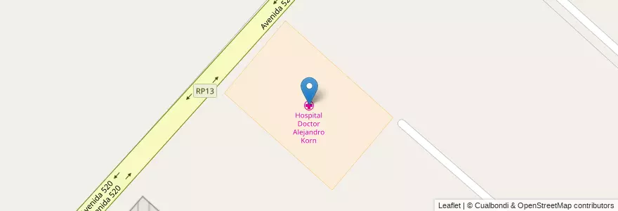 Mapa de ubicacion de Hospital Doctor Alejandro Korn, Melchor Romero en 阿根廷, 布宜诺斯艾利斯省, Partido De La Plata, Melchor Romero.
