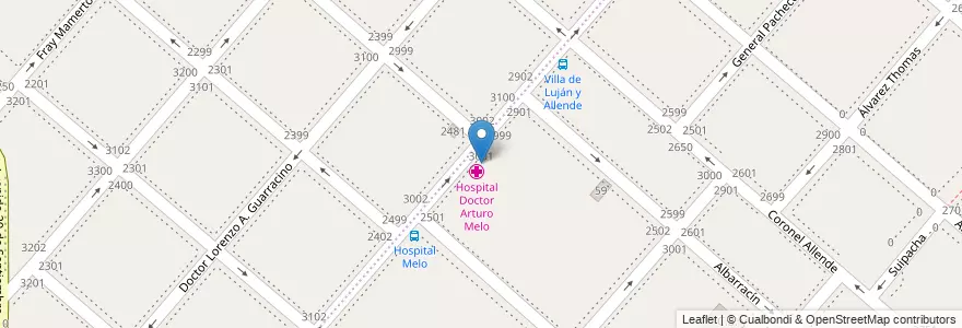 Mapa de ubicacion de Hospital Doctor Arturo Melo en 아르헨티나, 부에노스아이레스주, Partido De Lanús, Remedios De Escalada.